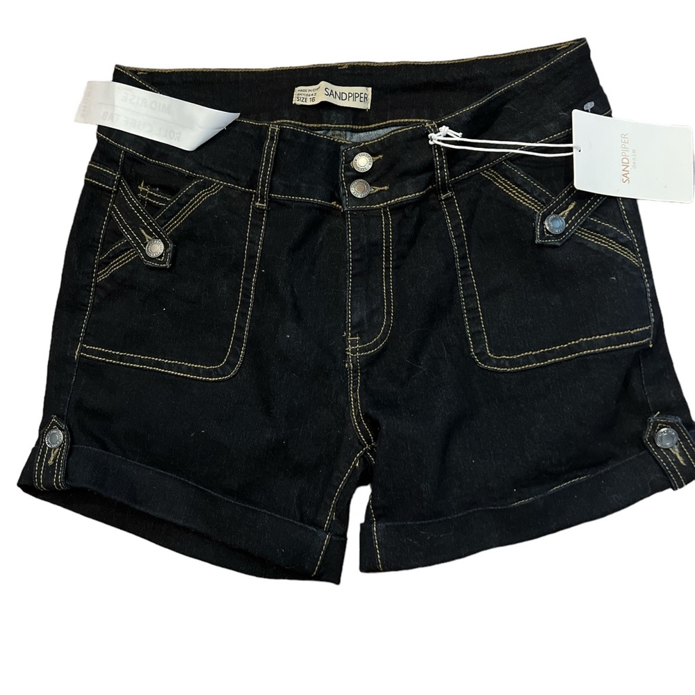 Dark blue denim shorts